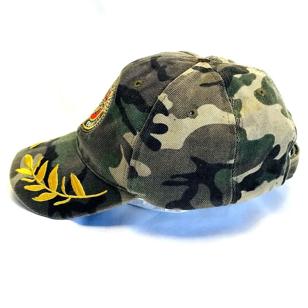 USMC Marine Corp Cap Vintage Camouflage RARE Officer Leaf StrapBack Vietnam Cotn